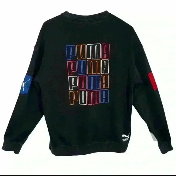 Puma Long Sleeve Moto Themed Crewneck Pullover Sweater Size M - Picture 2 of 6